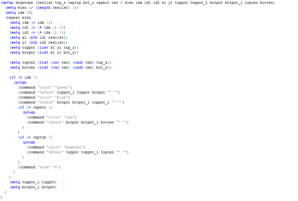 Sample AutoLISP code
